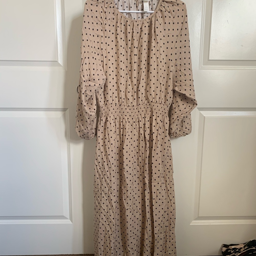 Tan polkadot dress